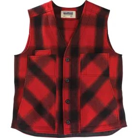 Men's Red/Black Plaid Button Vest - Size 2XL Tall