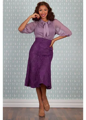 Lilac Lace 40's Trumpet Skirt by Miss Candyfloss