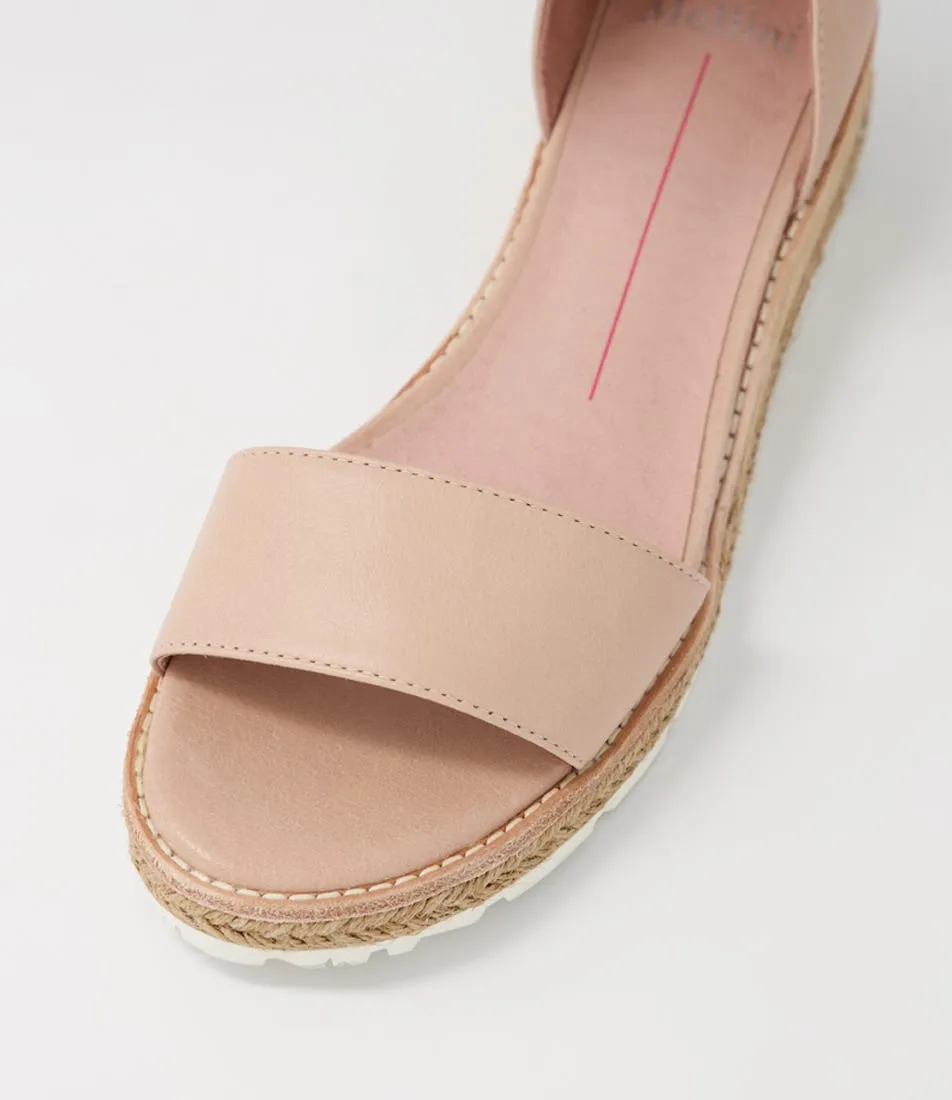 MOLLINI Dark Nude Leather Wedges - Biki