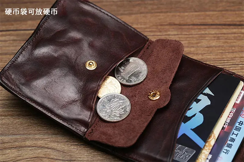 Vintage Cowhide Leather Mini Wallet