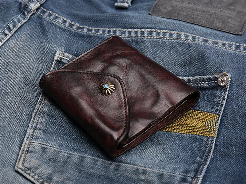 Vintage Cowhide Leather Mini Wallet