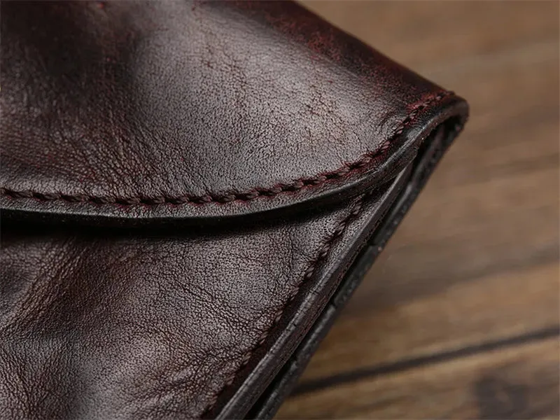 Vintage Cowhide Leather Mini Wallet