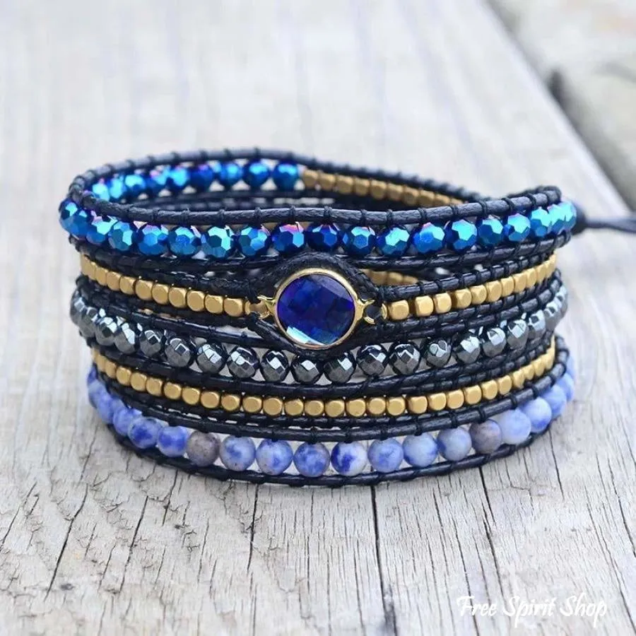 Natural Sodalite Wrap Bracelet Magic Blue