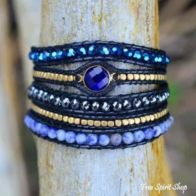 Natural Sodalite Wrap Bracelet Magic Blue