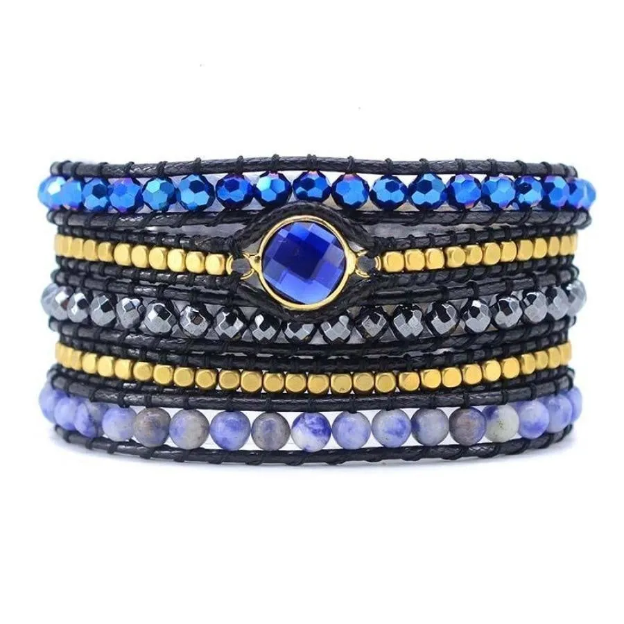 Natural Sodalite Wrap Bracelet Magic Blue