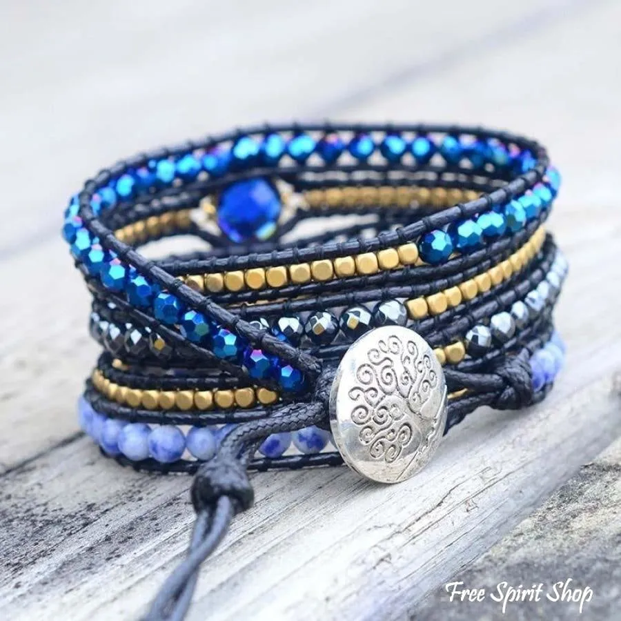 Natural Sodalite Wrap Bracelet Magic Blue