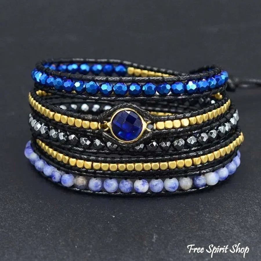 Natural Sodalite Wrap Bracelet Magic Blue