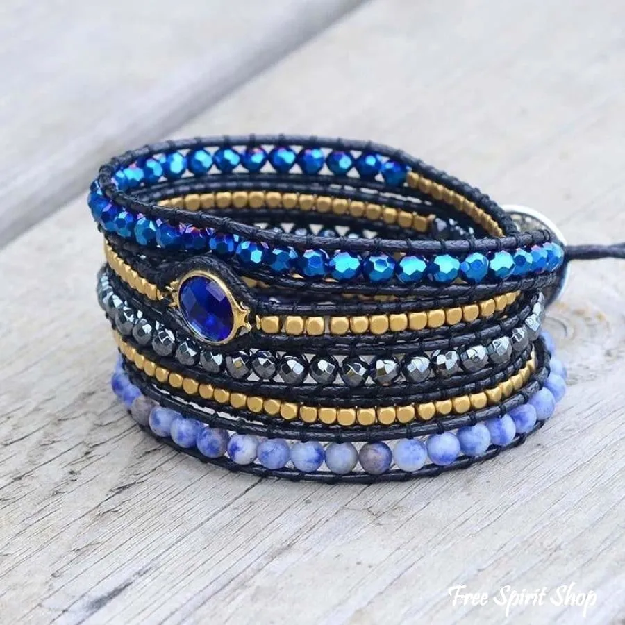 Natural Sodalite Wrap Bracelet Magic Blue