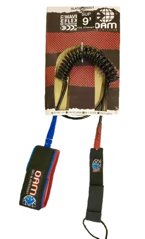 OAM - Slater Trout - SUP 9' Straight Coil Leash - Red Black Blue