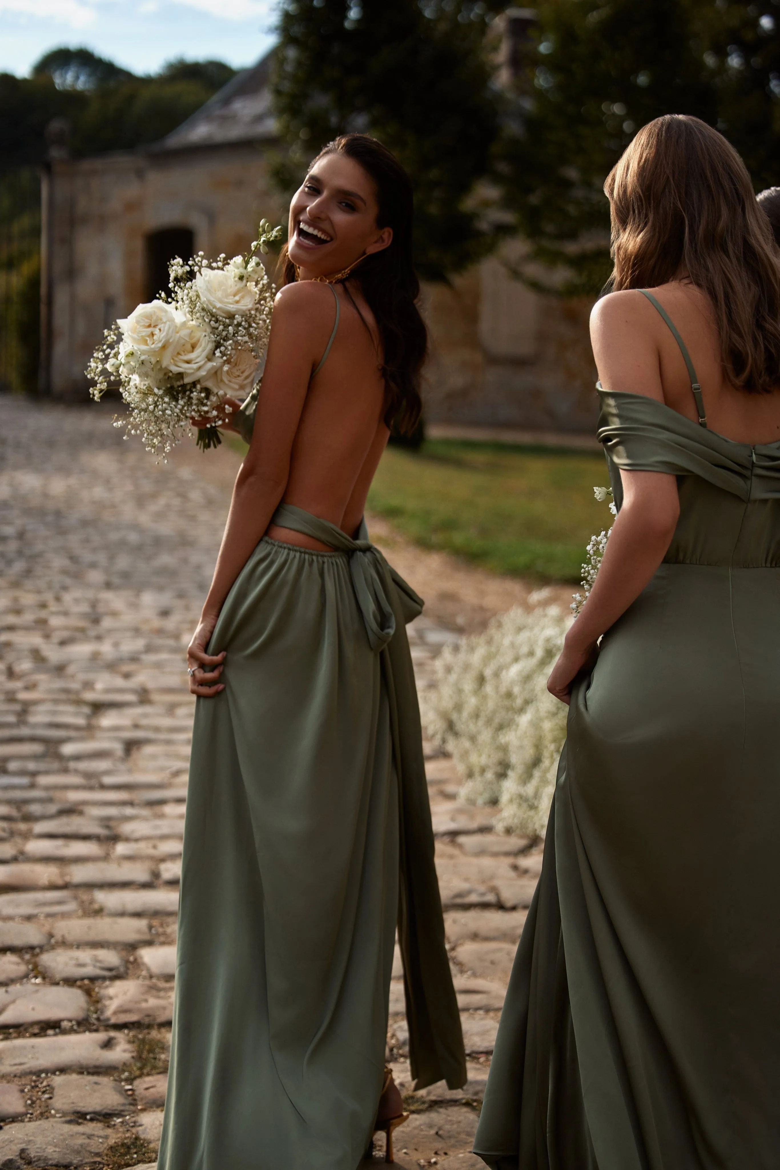 Silk Boudoir Olive Slip Dress