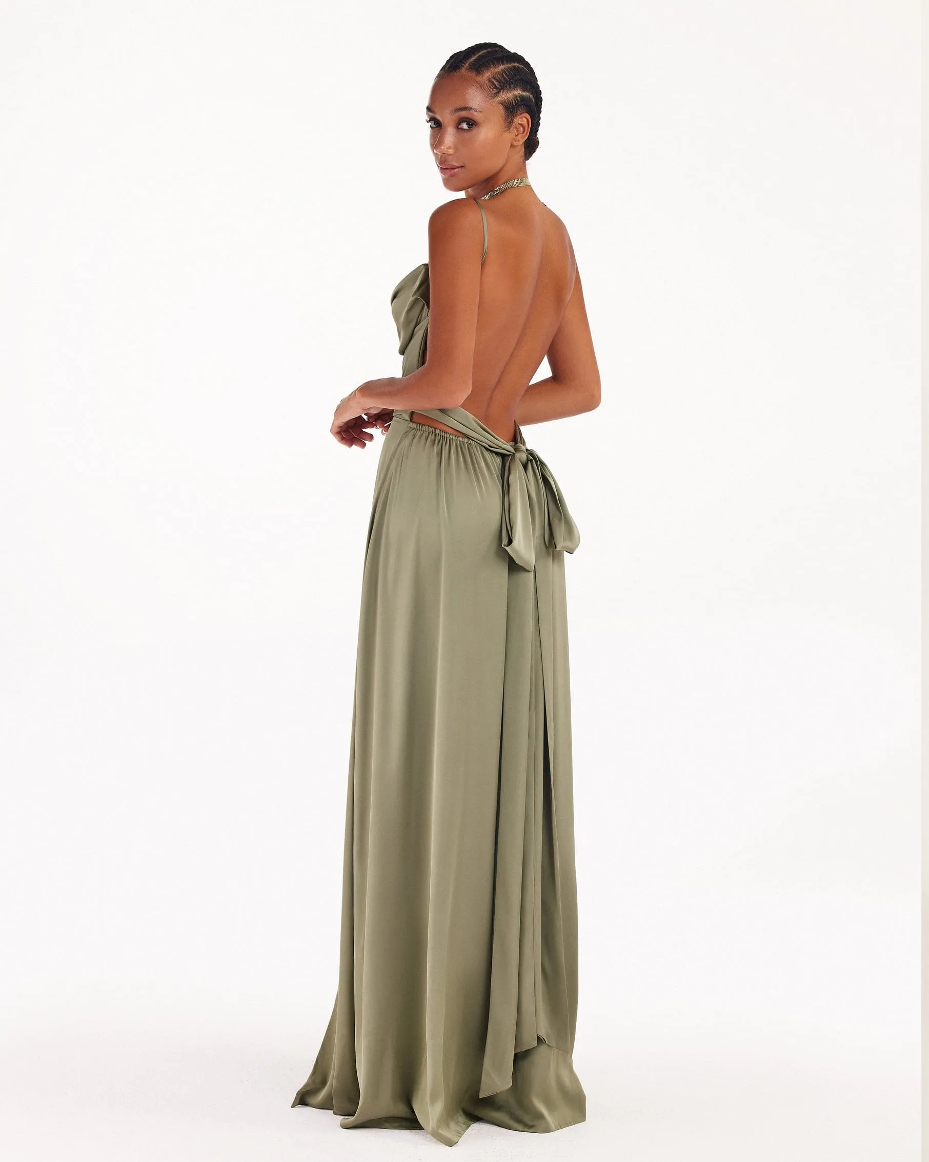 Silk Boudoir Olive Slip Dress