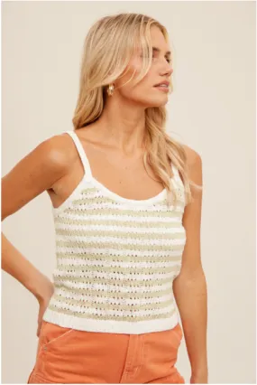 Striped Knit Tank with Open Stitch