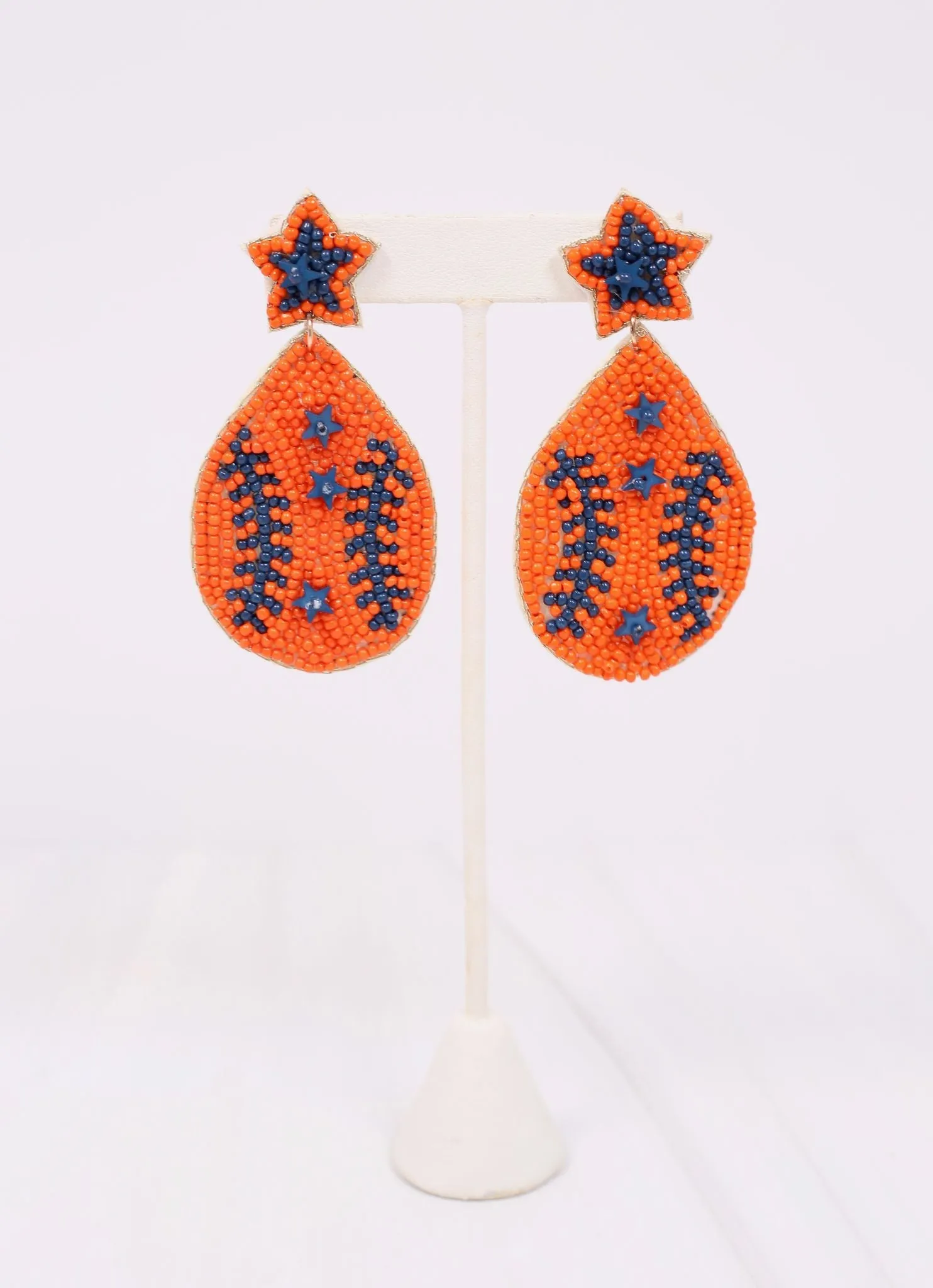 Orange Navy First Pitch Baseball Earring