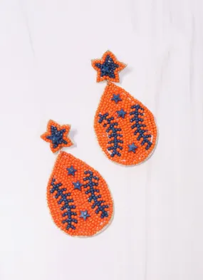 Orange Navy First Pitch Baseball Earring