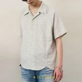 Flower Patterns Unisex Street Style Oversized Short Sleeves Shirt