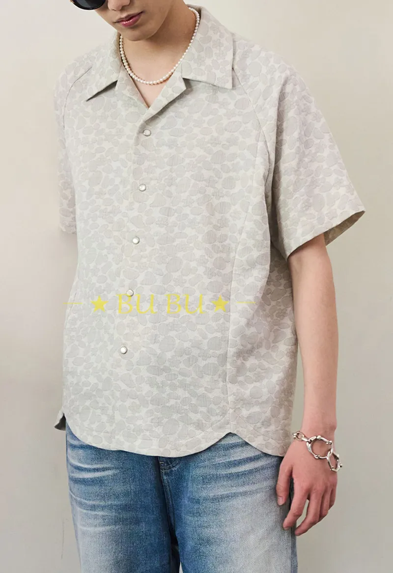 Flower Patterns Unisex Street Style Oversized Short Sleeves Shirt