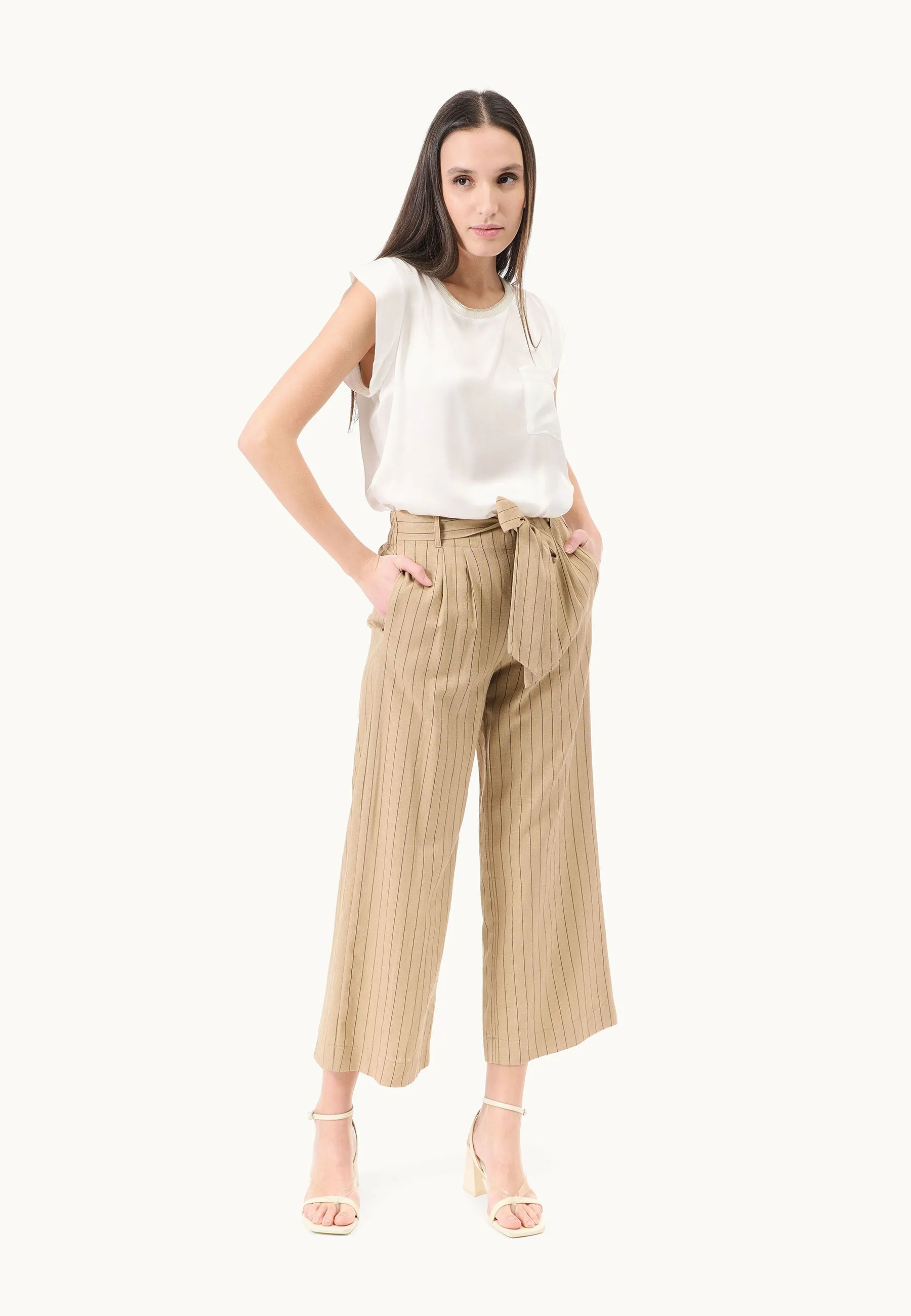 Pinstripe Cropped Pants