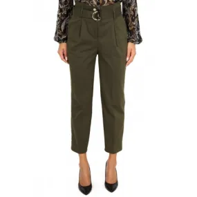 High-Waisted Caramel Green Trousers