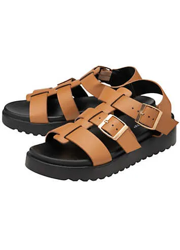 Dunlop Paris Tan Chunky Strap Sandals Look Again