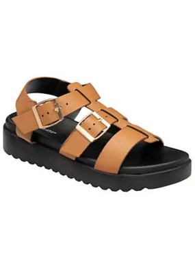 Dunlop Paris Tan Chunky Strap Sandals Look Again