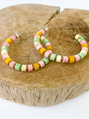 Pastel-Beaded-Hoop-Earring