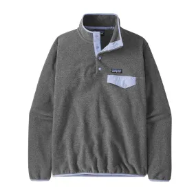 Patagonia Women's Lightweight Synchilla Snap-T Fleece Pullover, Nickel w/Pale Periwinkle / L