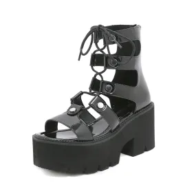 Platform Sandals for Women with Cutout Cross Strap