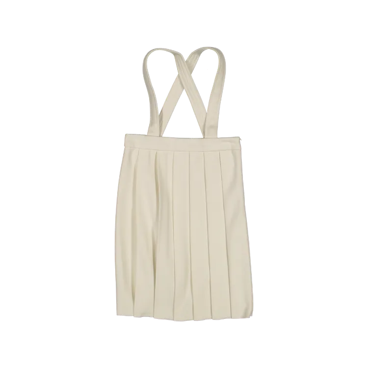 Pleated Skirt with Suspenders in Ivory