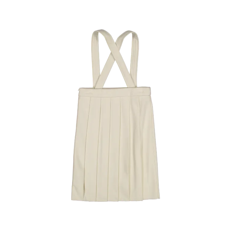 Pleated Skirt with Suspenders in Ivory