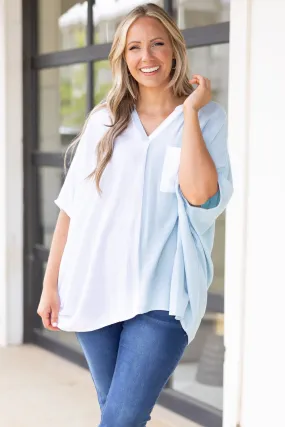 Powder Blue-White Beautiful Mistake Top