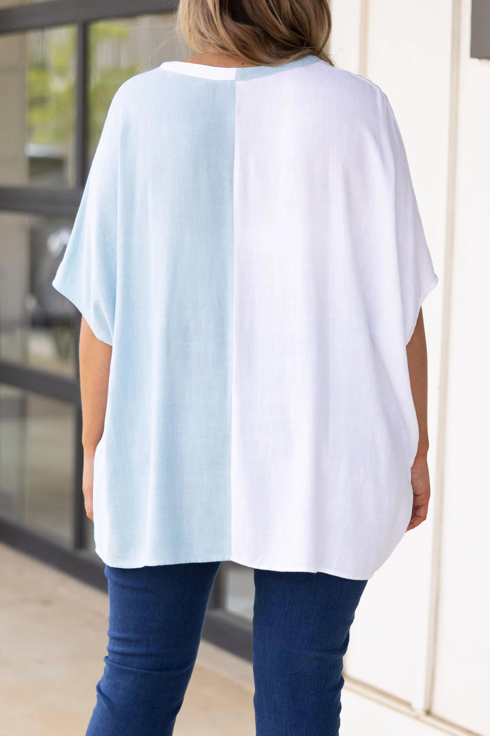 Powder Blue-White Beautiful Mistake Top