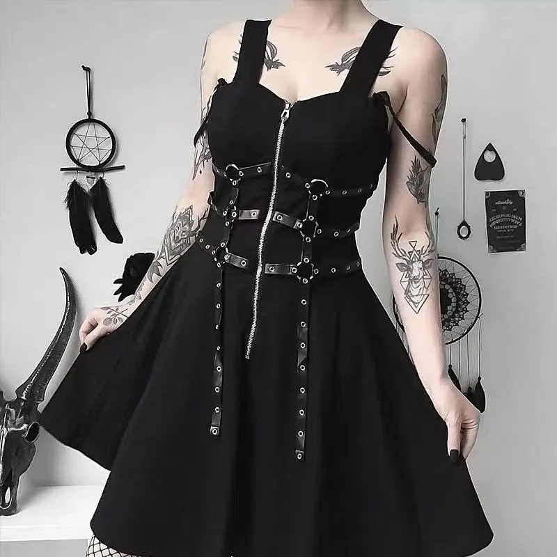 Strap Dress with Dark Punk Style