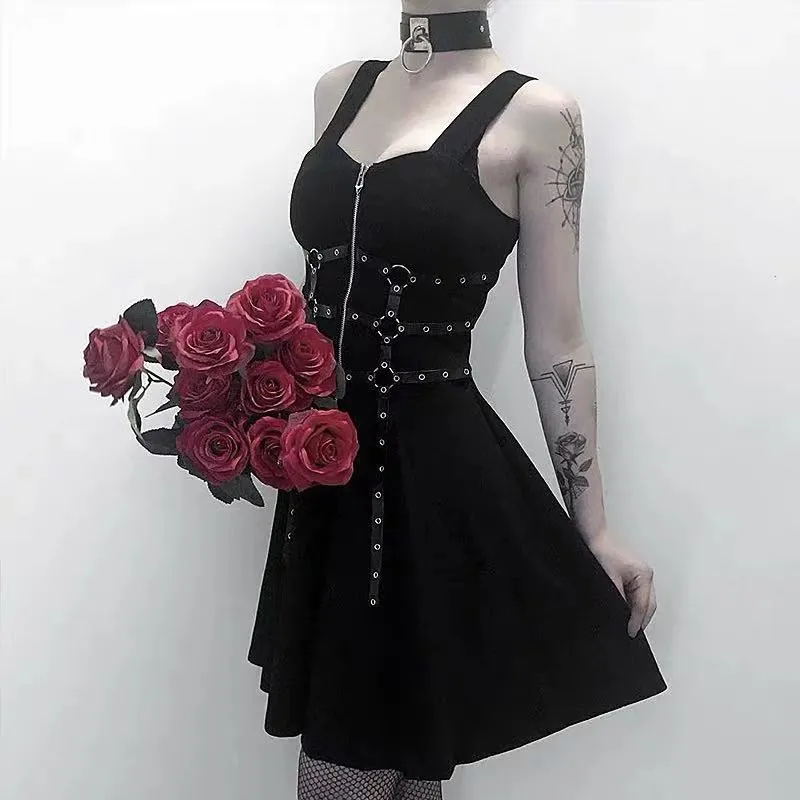 Strap Dress with Dark Punk Style