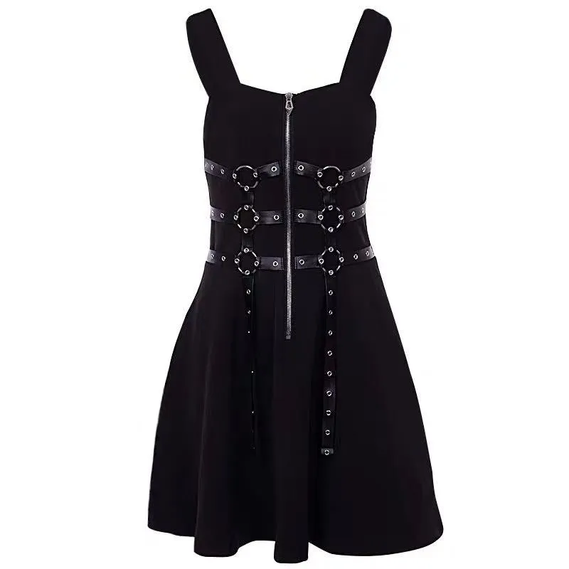 Strap Dress with Dark Punk Style