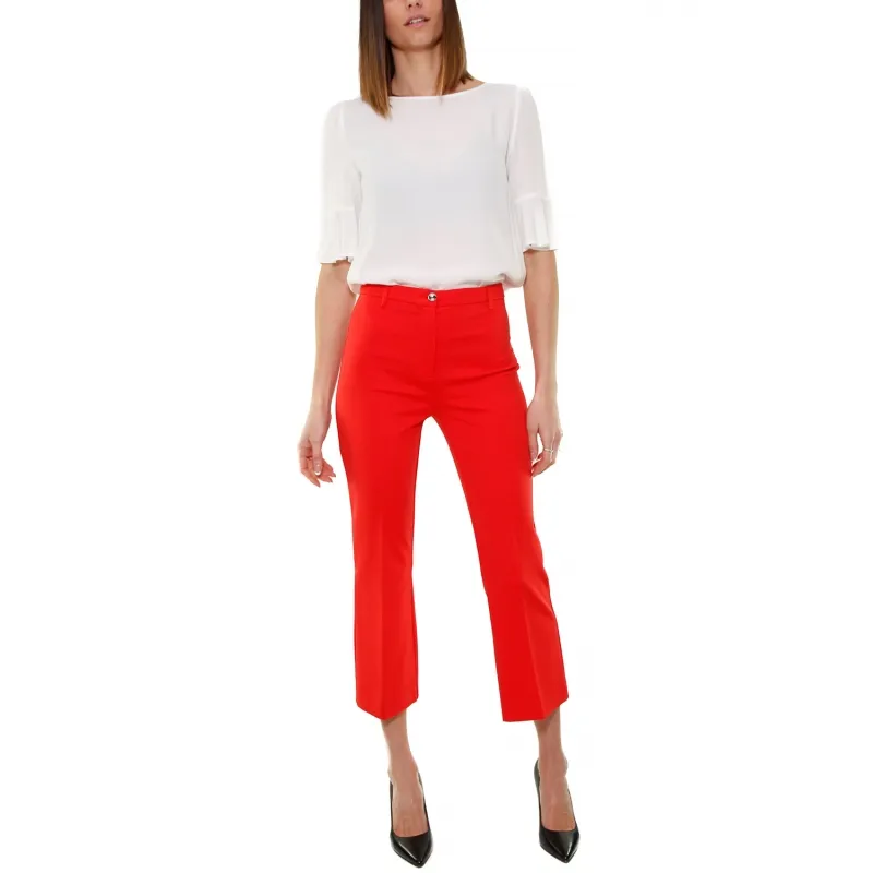 Red Flared Pants in Punto Milano