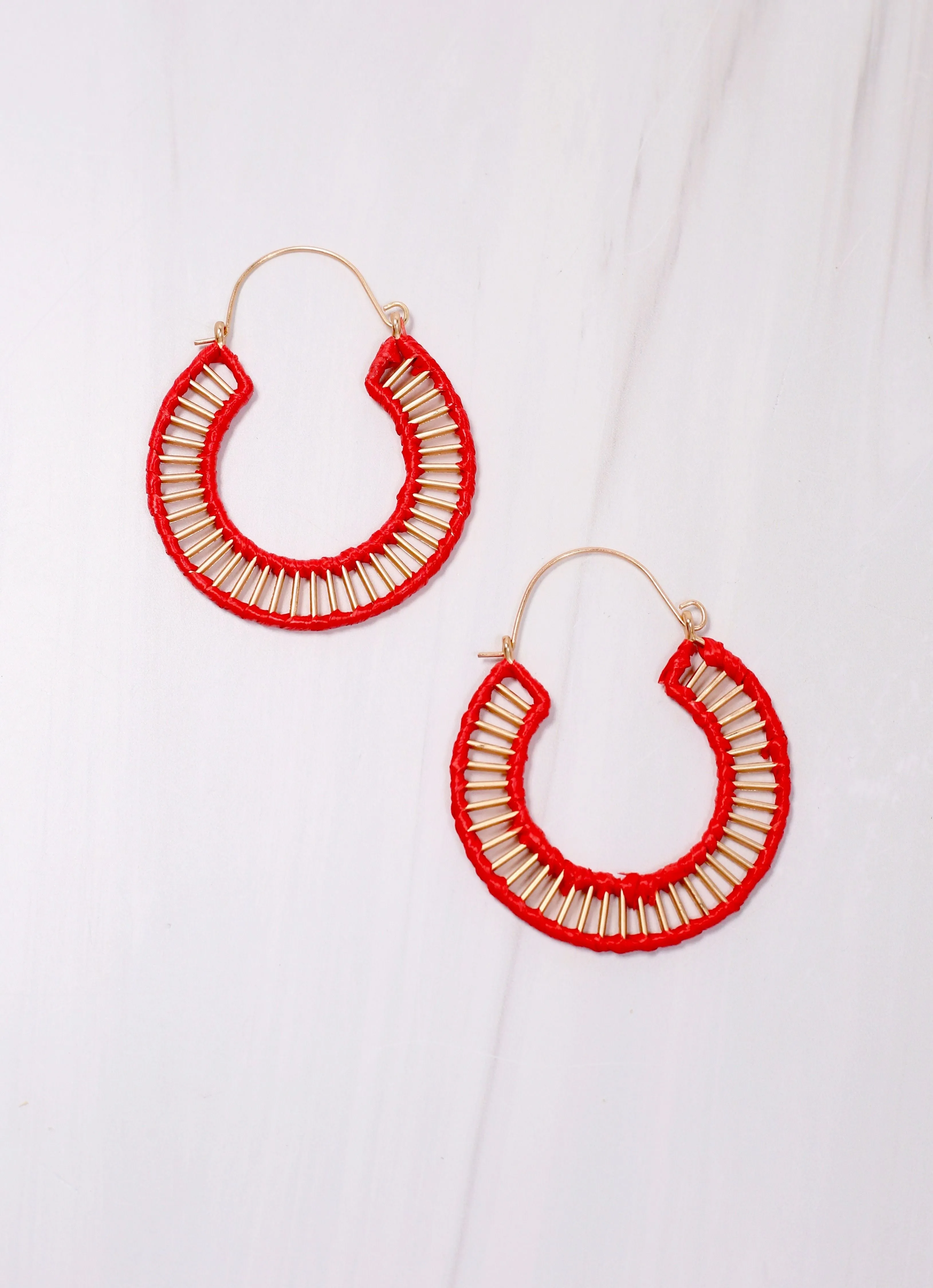 Red Shelburne Cutout Hoop Earring