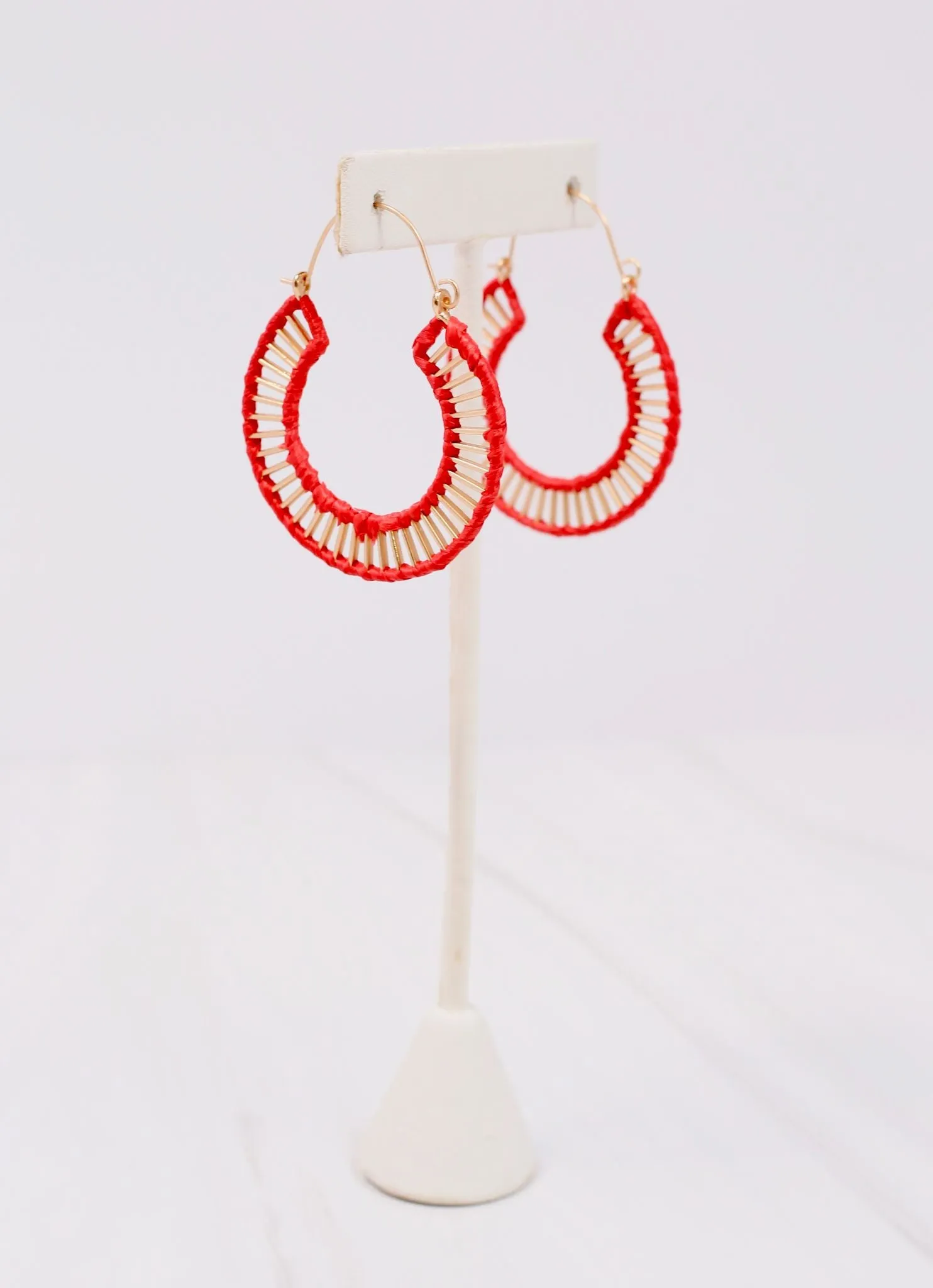 Red Shelburne Cutout Hoop Earring