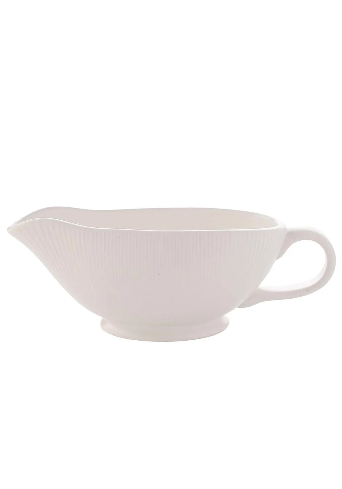 White Ribbed Gravy Dish