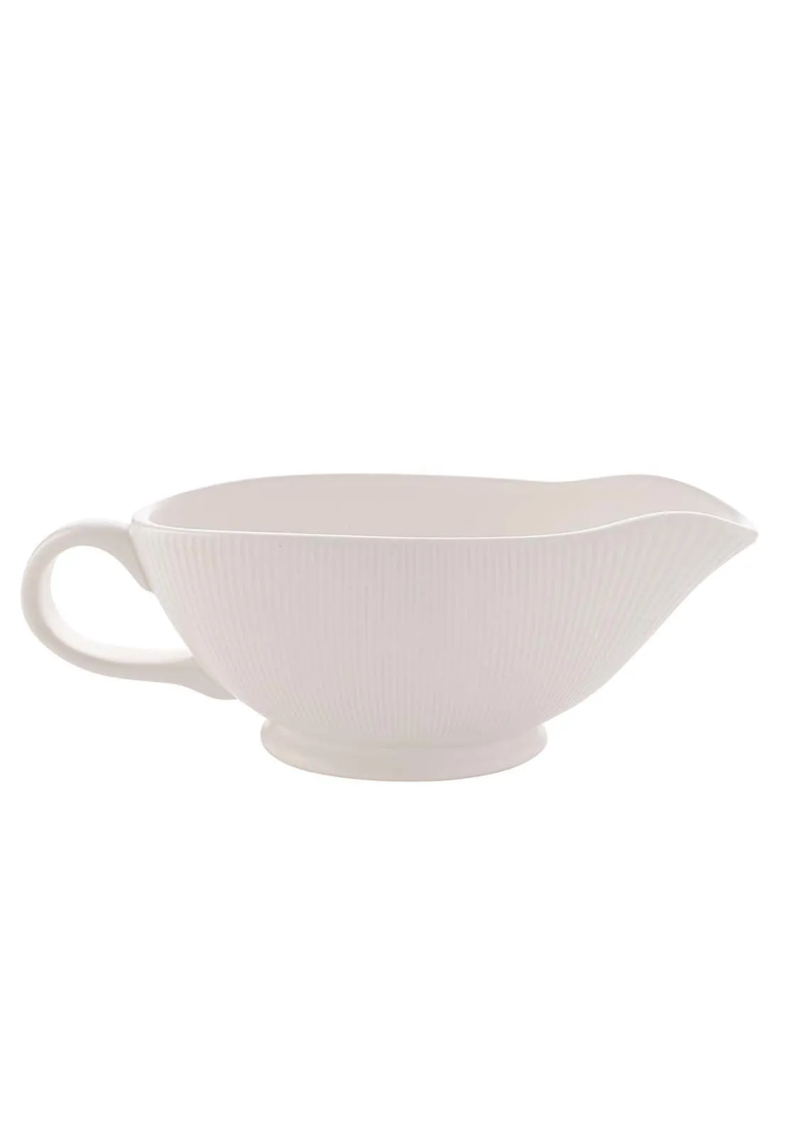 White Ribbed Gravy Dish