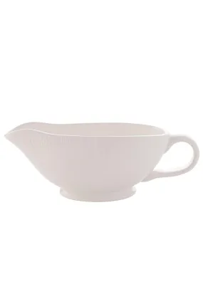 White Ribbed Gravy Dish