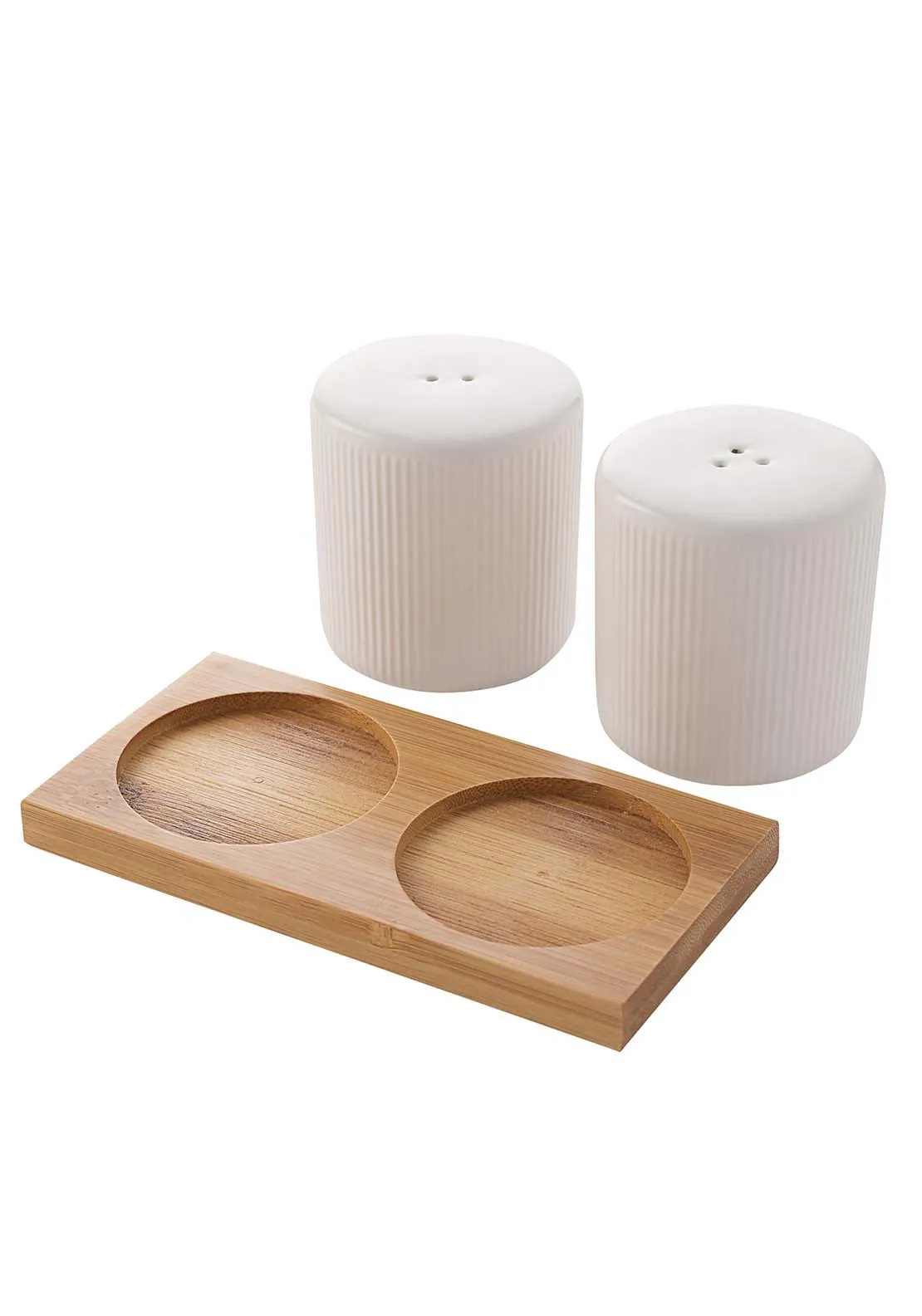 White Ribbed Salt Pepper Set