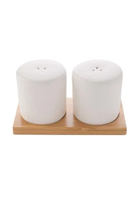 White Ribbed Salt Pepper Set