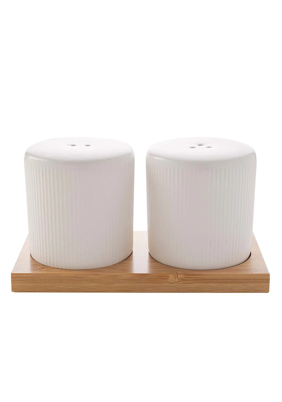 White Ribbed Salt Pepper Set