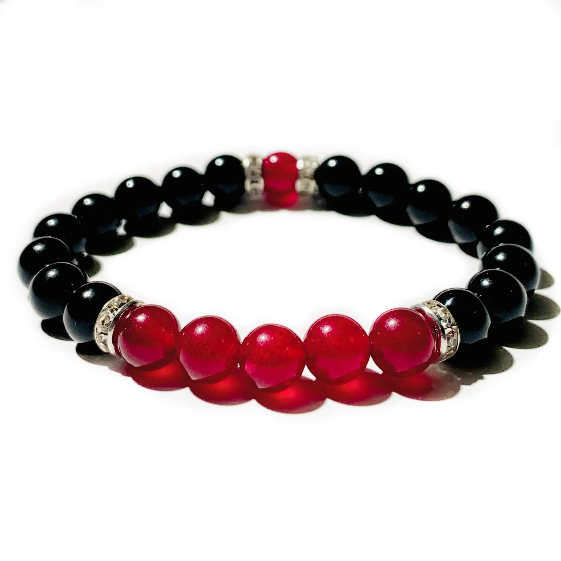 Eye-catching Ruby Jade Beaded Bracelet