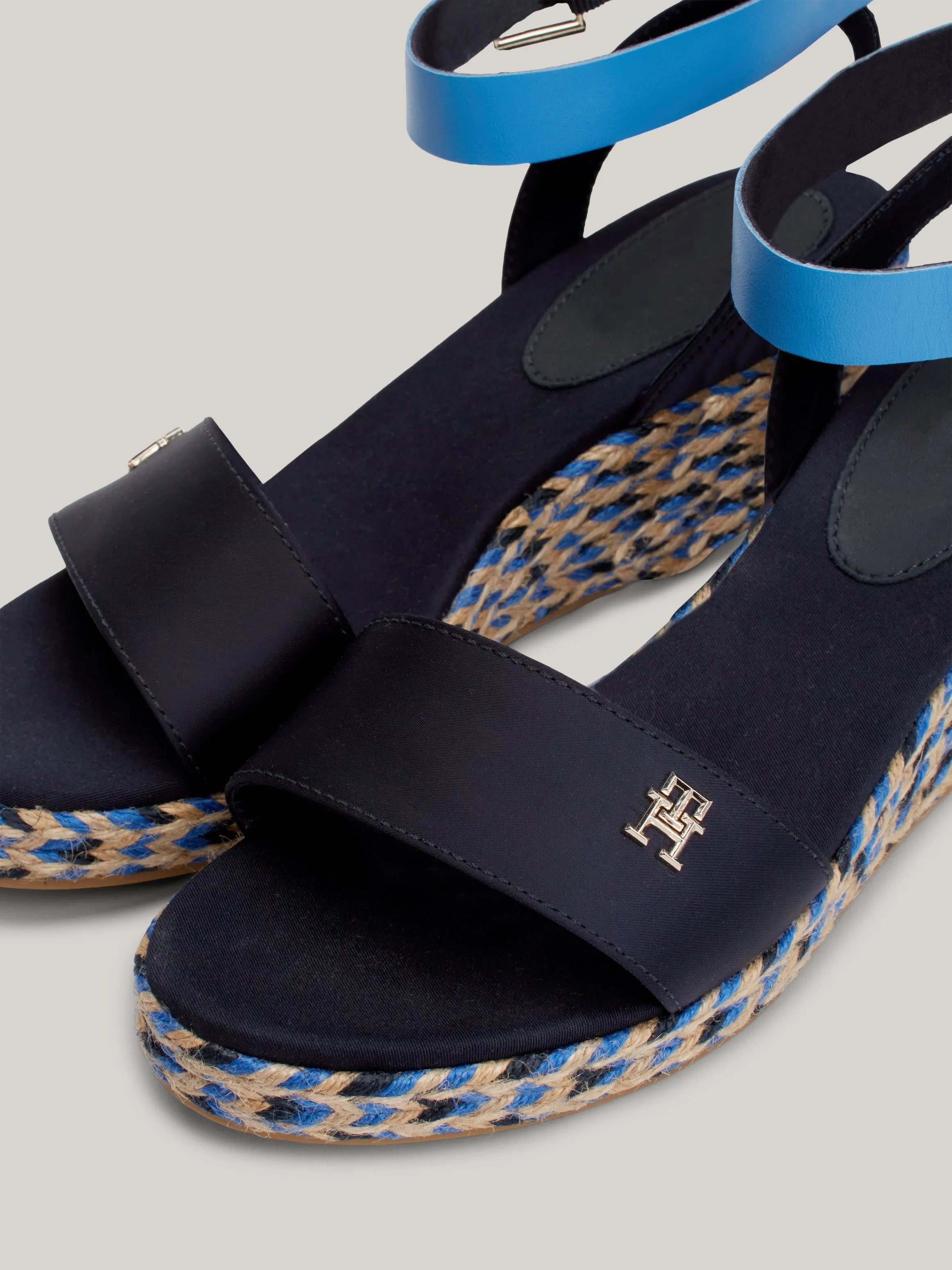 Satin Contrast Strap Wedge Sandals by TOMMY HILFIGER