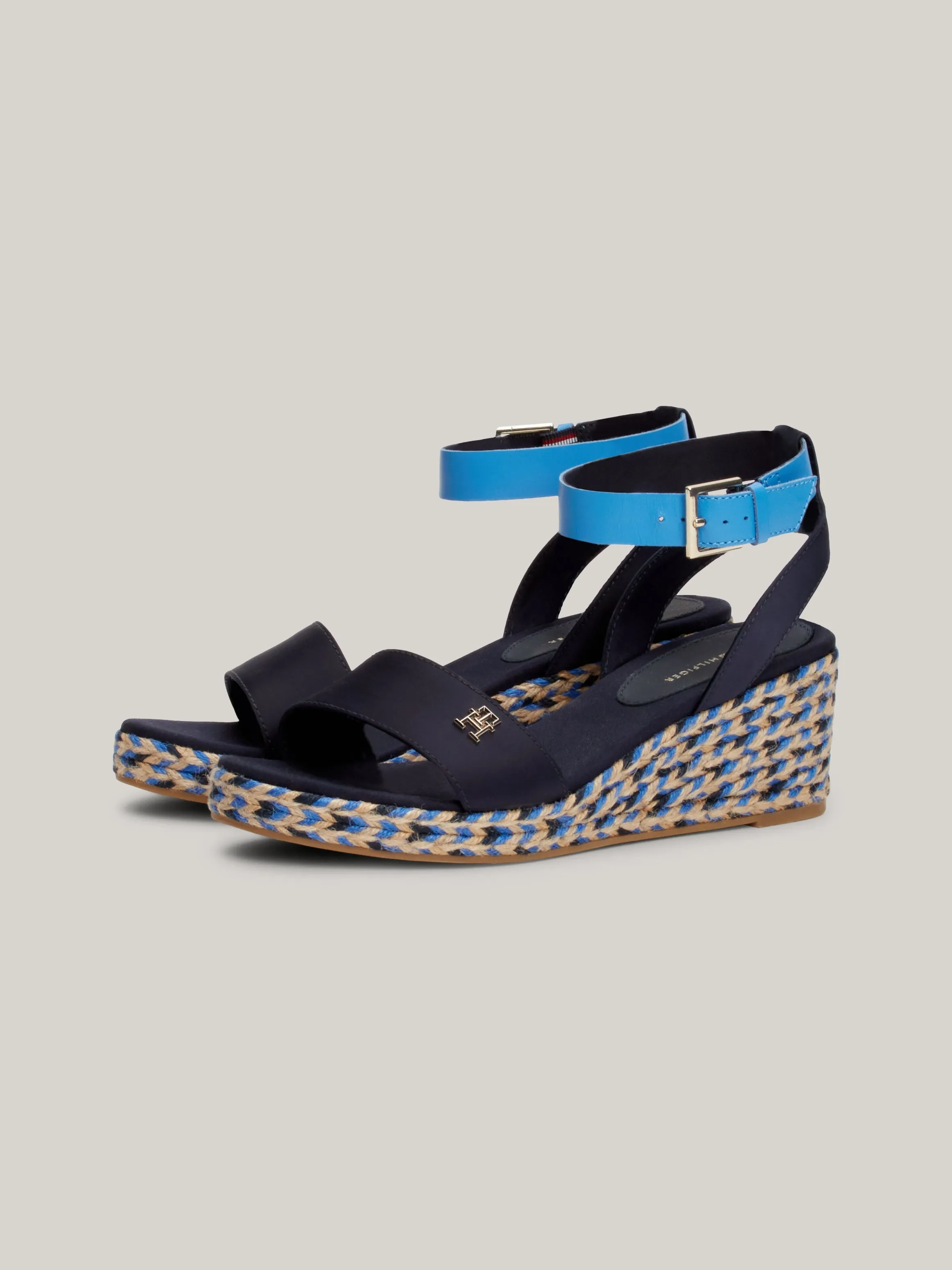 Satin Contrast Strap Wedge Sandals by TOMMY HILFIGER