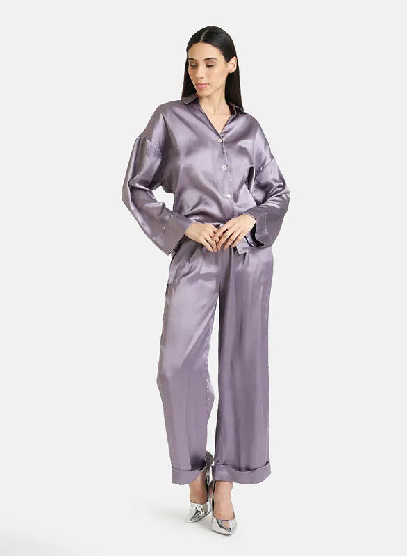 Women's Lounge Set with Satin Collar