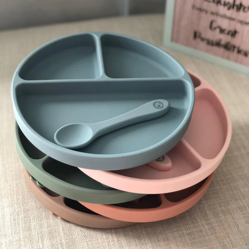 Coastal Sand Silicone Suction Plate + Spoon + Storage Bag - Little Eli