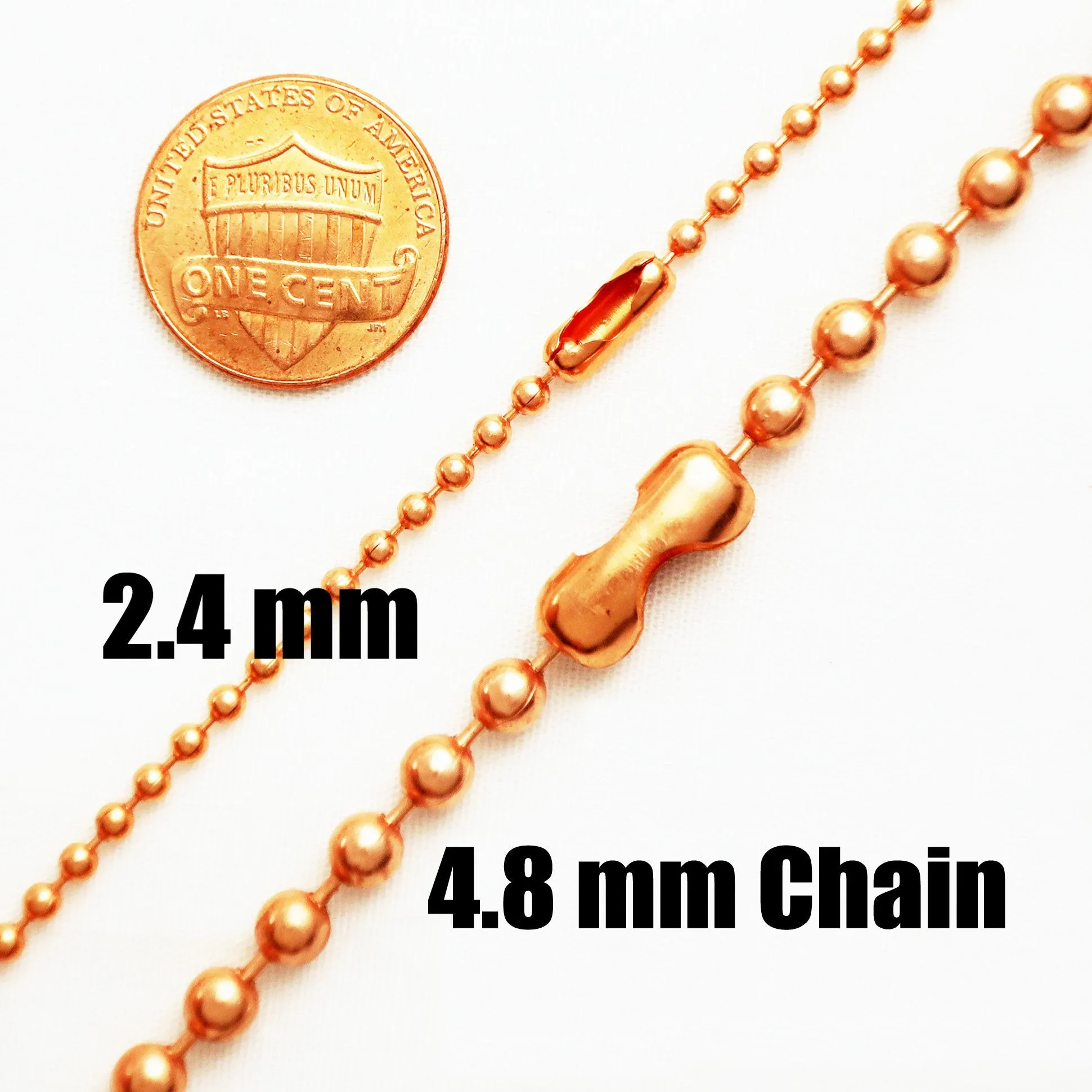 Solid Copper Bead Chain Set NC22 Fine 2.4 mm Ball Chains 24 Inch Bulk Lot o