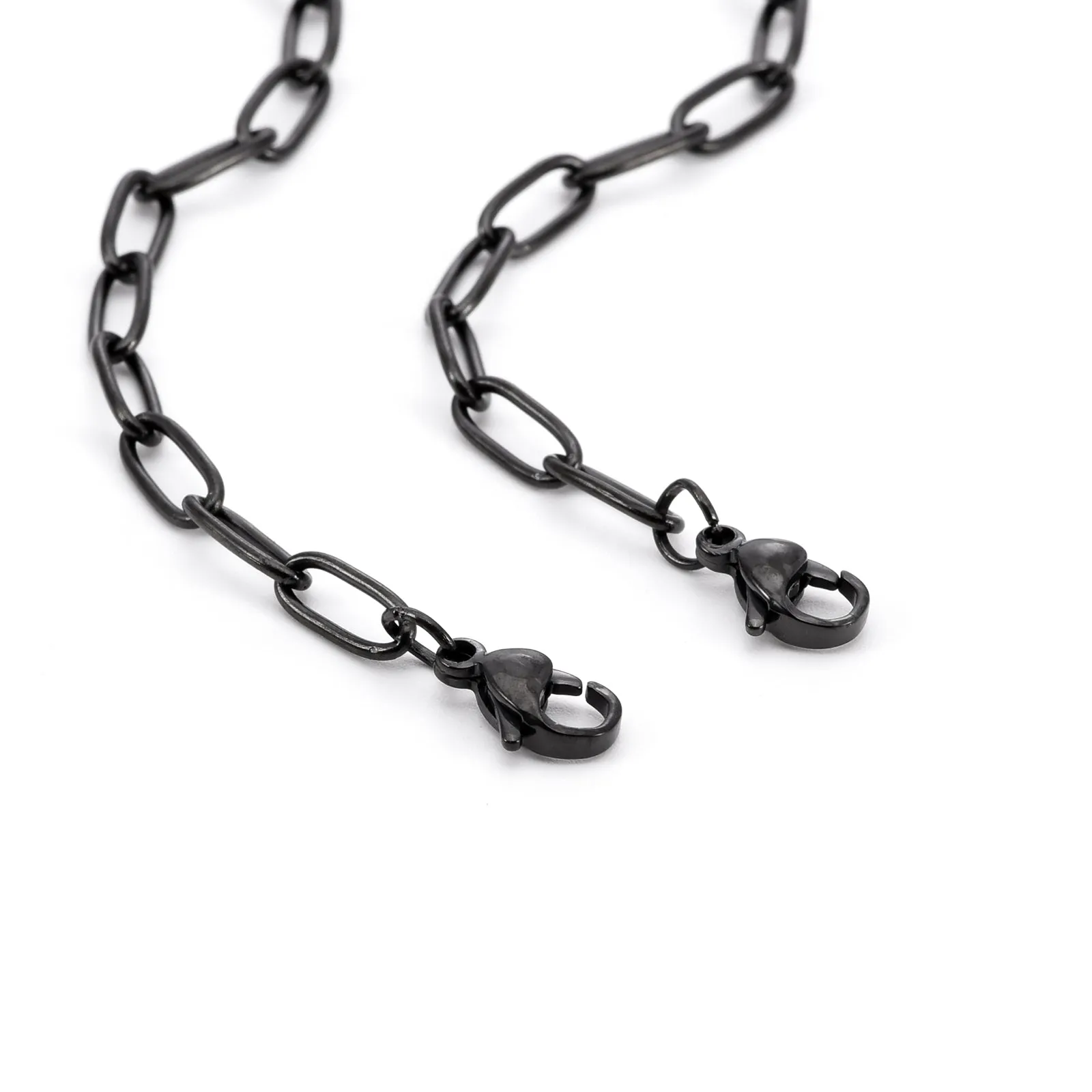 C400W B.Tiff Oval Paperclip Link Chain Necklace Stainless Steel